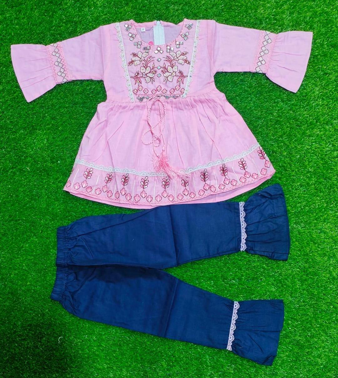 Embroidered Frock Amd Trouser |bFor Girls |2PCS