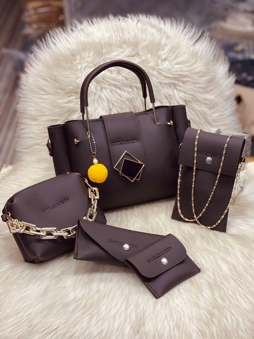 Stylish Women's Leather Hand Bag Set - 5 Pcs in Stunning Colors