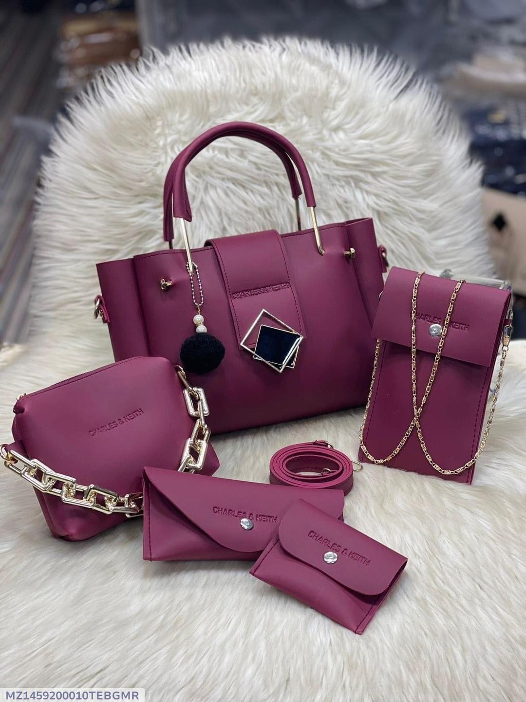 Stylish Women's Leather Hand Bag Set - 5 Pcs in Stunning Colors